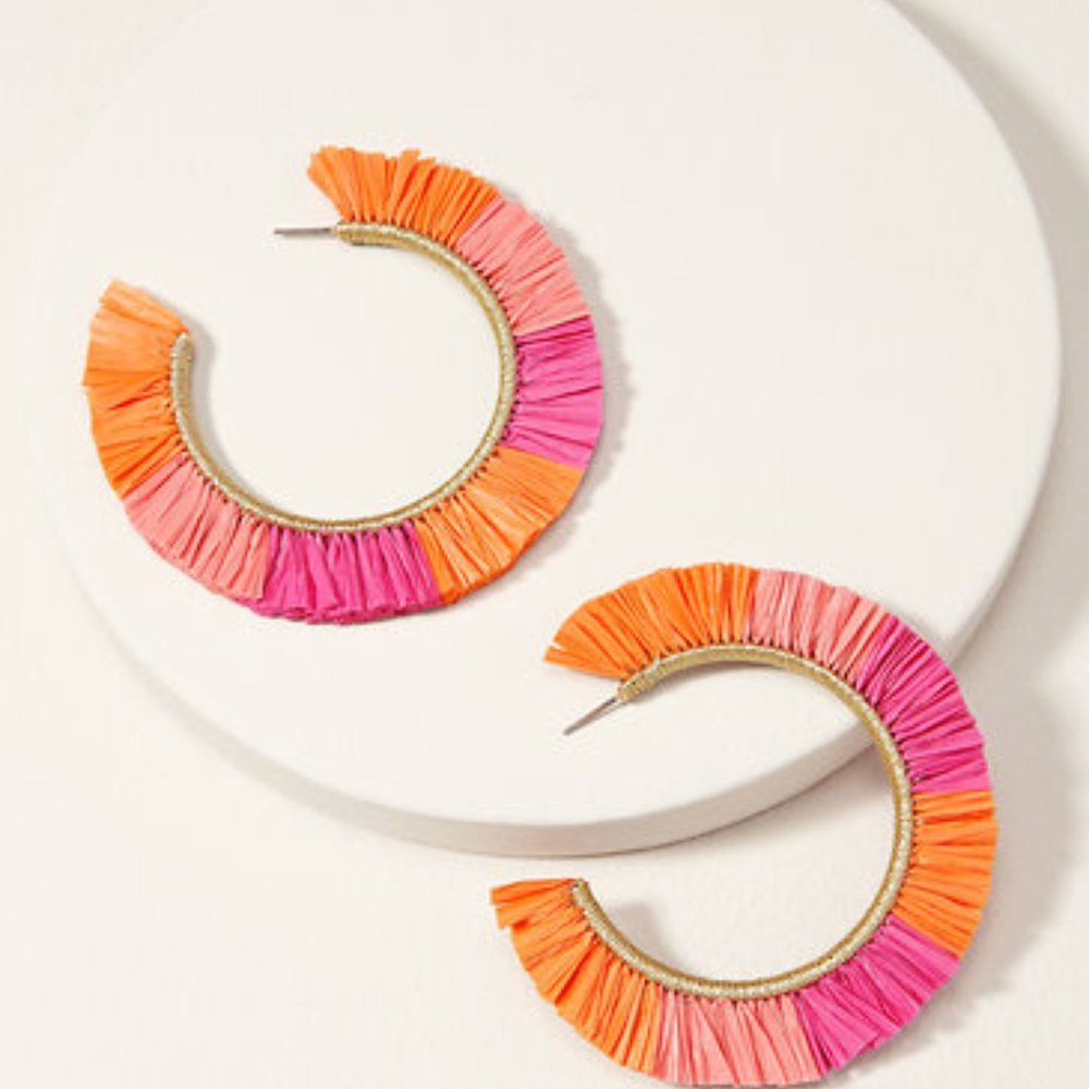 Ombre Raffia Hoops